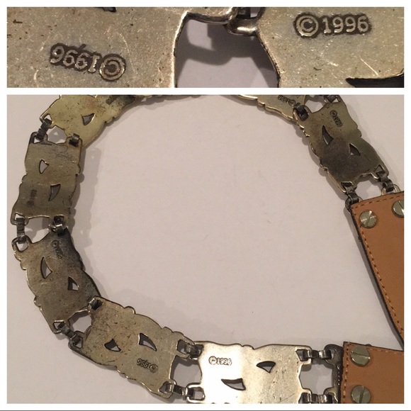 BRIGHTON VTG silver plated brown faux croc belt - Picture 7 of 8